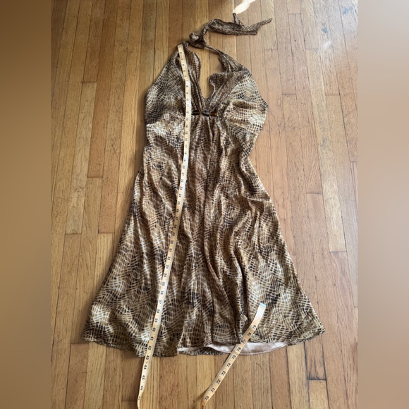 Y2K Vintage Donna Ricco Silk Snake Skin Print Halter Dress Sz M - Picture 9 of 9
